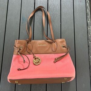 Michael Kors Pink and Brown Tote Bag